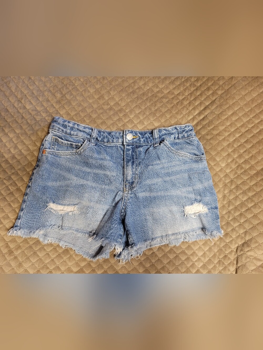 Cat & Jack Jean Shorts  girls size XL Xtra Large 14/16 stretch flower pockets